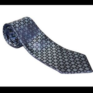 LUXURIOUS ERMENEGILDO ZEGNA BLUE MICRO PATTERN SILK TIE ITALY L 61” W 3.5” MINT